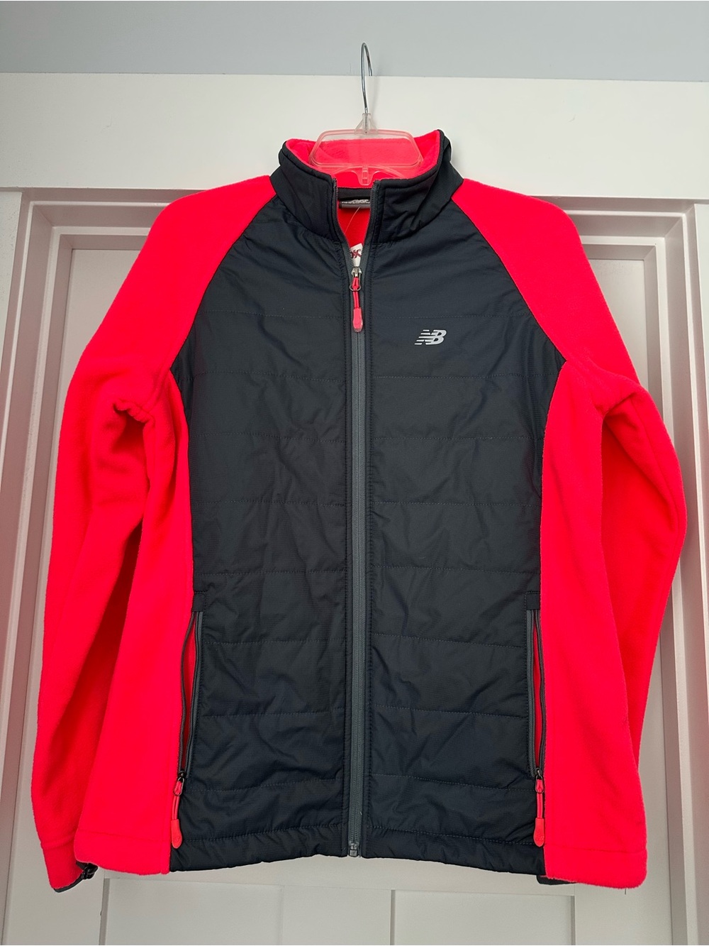 New Balance Bright Pink Fleece Jacket with Black Collar Trim